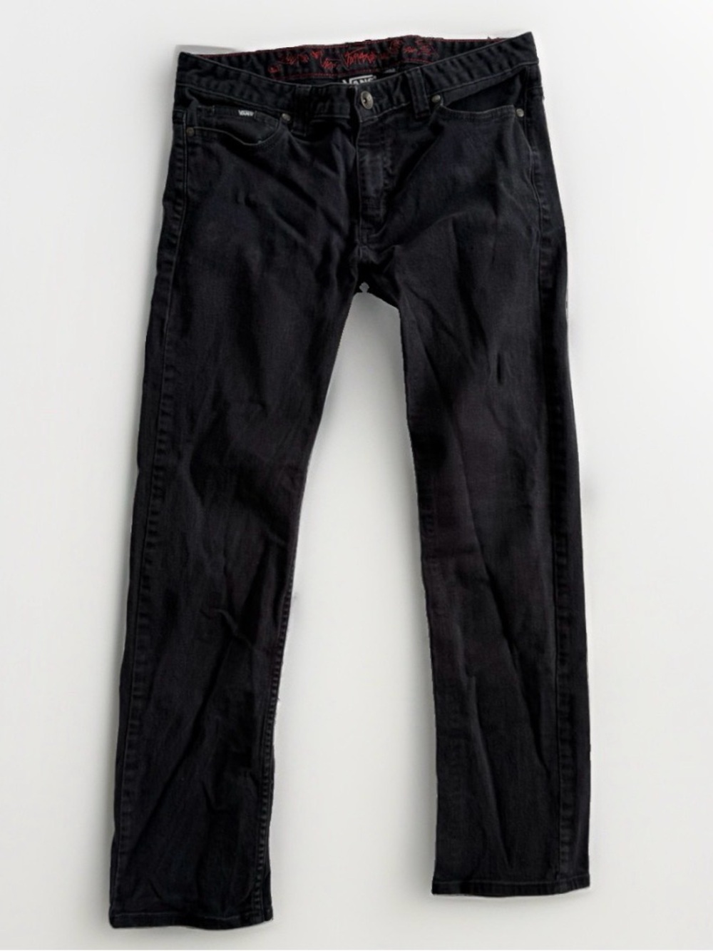 Vans 30x30 Slim Straight Jeans Black Skater Y2K Grunge Alt Streetwear Punk Goth